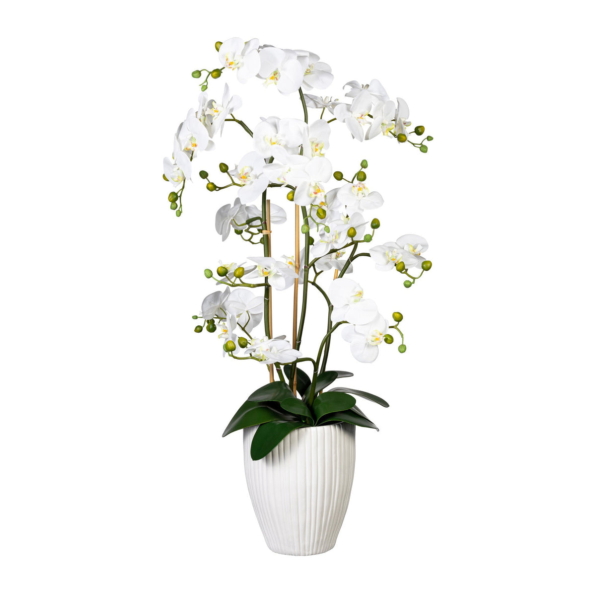 Kopu® Kunstbloem Orchidee 110 cm Wit Bloempot Rond - Phalaenopsis