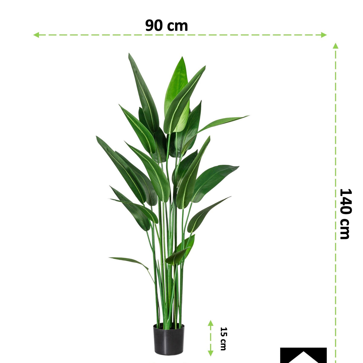 Kopu® Kunstplant Canna 140 cm 20 bladeren - in zwarte pot - Bloemriet