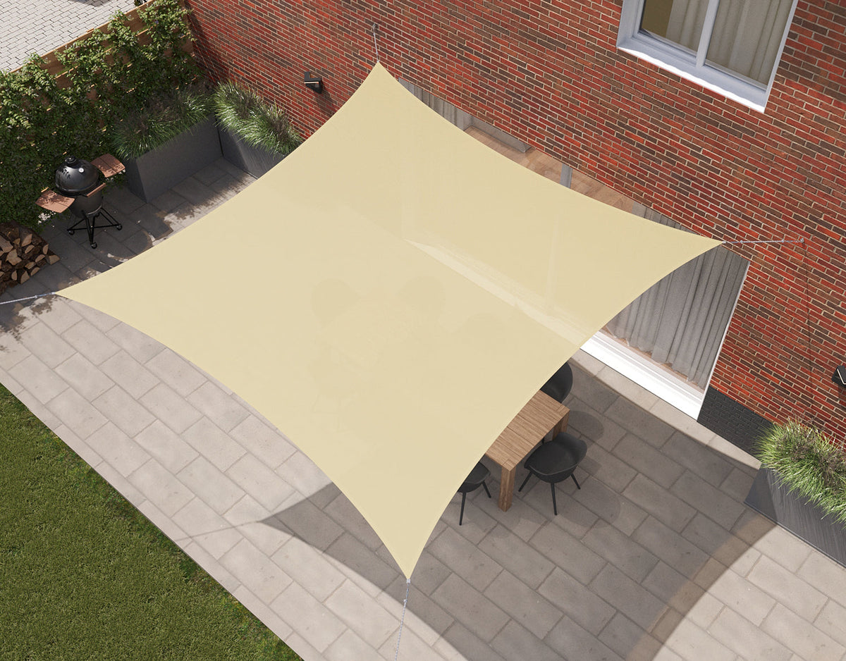 Kopu® Schaduwdoek Vierkant 280 gram Waterdoorlatend 4x4 m - Creme