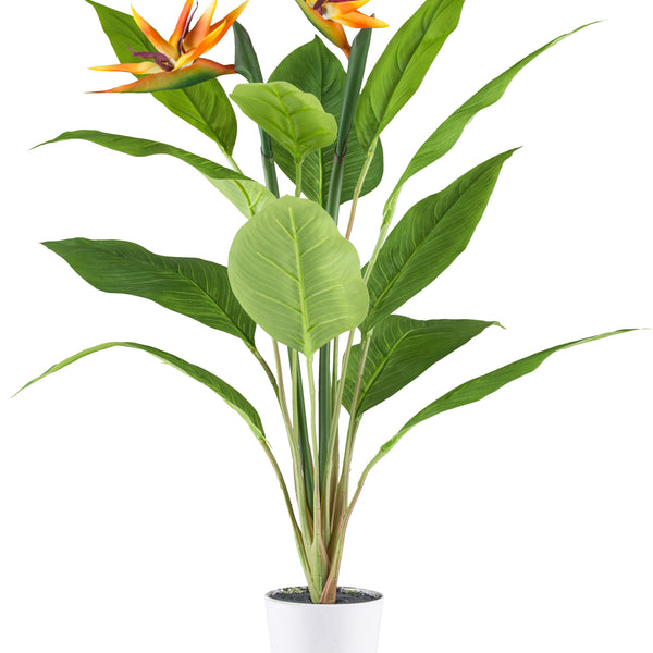 Kopu® Kunstplant Strelitzia 80cm pot wit/groen - Paradijsvogelplant