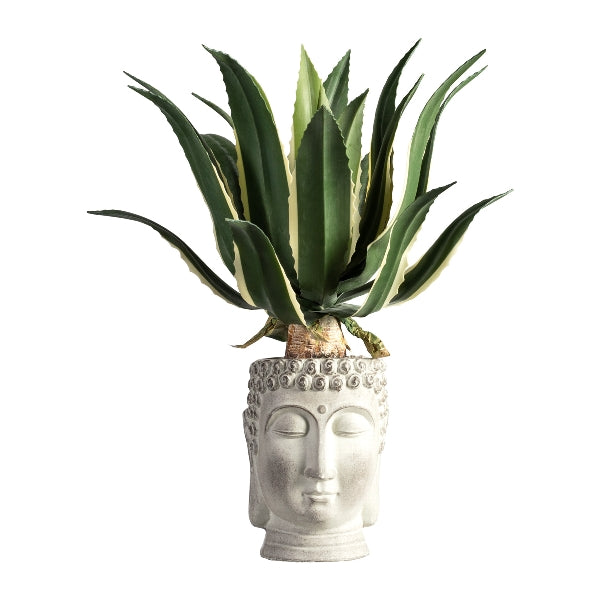 Kopu® Kunstplant Agave Variegeta 57 cm in zwarte Pot - 25 bladeren