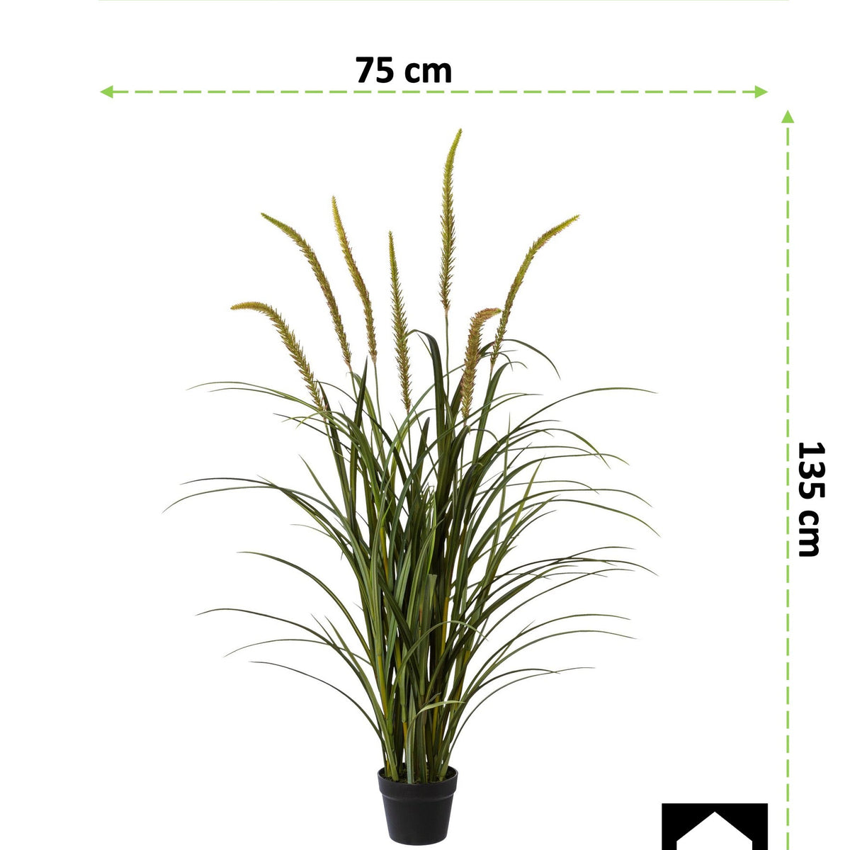 Kopu® Kunstplant Miscanthus 135 cm - 7 pluimen - in zwarte pot