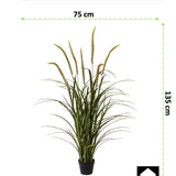 Kopu® Kunstplant Miscanthus 135 cm - 7 pluimen - in zwarte pot