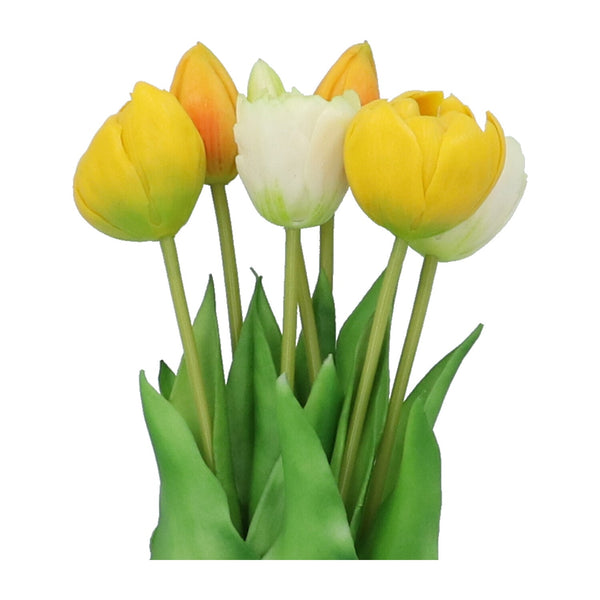Kopu® Kunstbloemen bos Tulpen Mix 7 stuks 39 cm - Geel