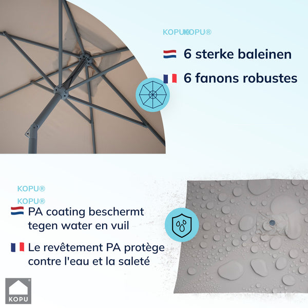 Kopu® Sevilla Parasol Rechthoek 200x300 cm met Hoes en voet - Balkonparasol Taupe