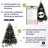 Excellent Trees® Stavanger Black 180 cm Zwarte Kerstboom met Verlichting 350 LED Lampjes ⌀110cm - ↕180cm