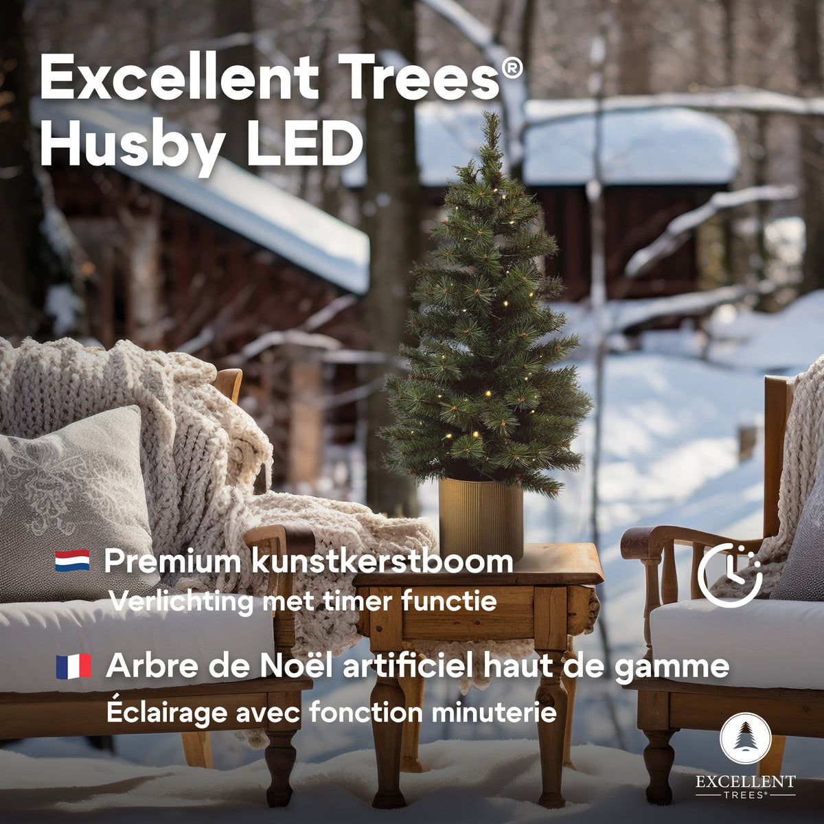 Excellent Trees® Husby Kerstboom 90 cm - Pot - 80 LED op Batterijen
