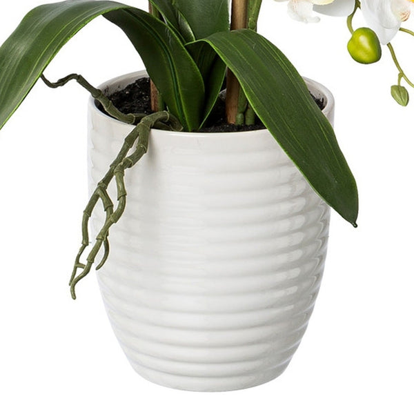 Kopu® Kunstbloem Orchidee 67 cm Wit In Bloempot Rond - Phalaenopsis