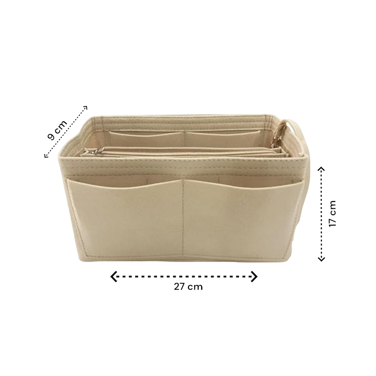 Handtas organizer - Bag in Bag - 11 ruime vakken - Beige - 27 x 17 x 9 cm (LxBxH)- Tasorganizer