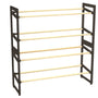 FixWood Houten Schoenenrek – 2-in-1 Stapelbaar Schoenenrek – 2 of 4 Lagen – Compact, Duurzaam en Stijlvol – Zwart/Hout – 65x26x52 cm