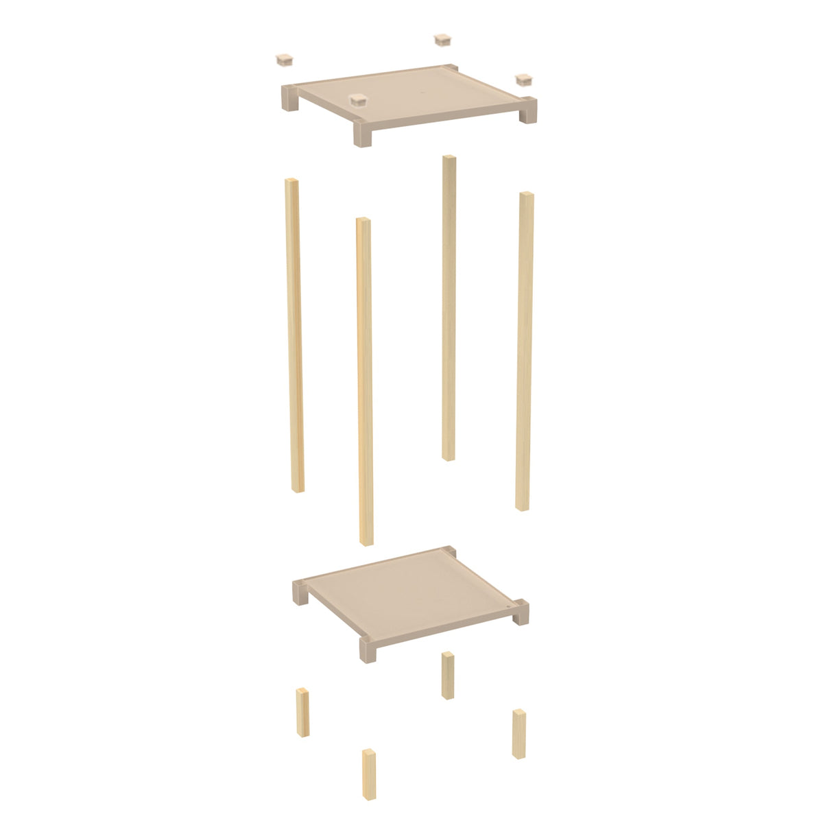 FixWood 2-Tier Plantenstandaard – Set van 2 Bloemenrekken – Houten Bloemenstandaard voor Binnen & Buiten – Decoratieve Plantentafel – 50 & 60 cm Hoog – Beige-Natuur