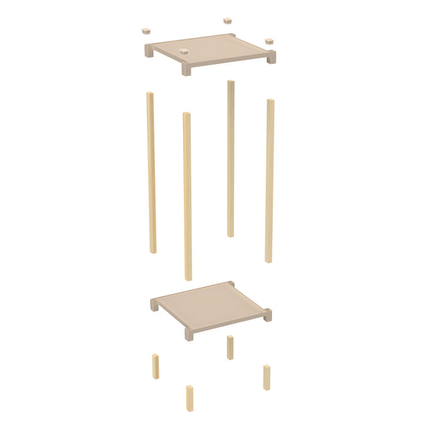 FixWood 2-Tier Plantenstandaard – Set van 2 Bloemenrekken – Houten Bloemenstandaard voor Binnen & Buiten – Decoratieve Plantentafel – 50 & 60 cm Hoog – Beige-Natuur