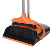 Stoffer en Blik met Lange Steel - 87 cm - Oranje - Zwart - Stoffer en Blik op Steel - Stoffer Lang