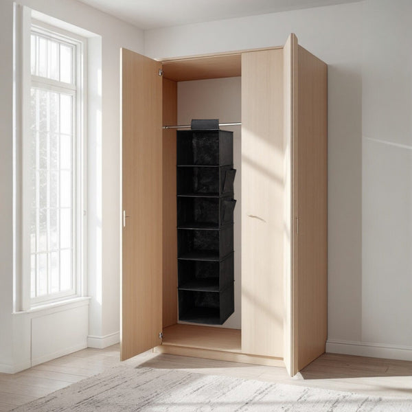 Kast Organizer - Hangende Opberger - 6 Vakken - Textiel - Zwart