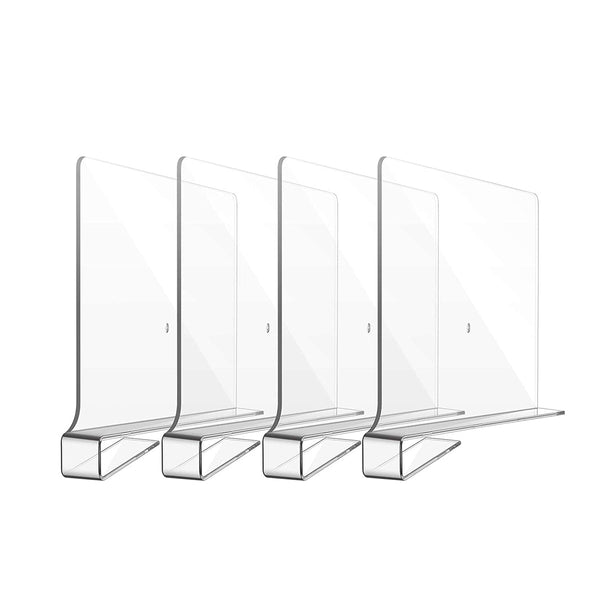 Plankverdeler - 4 Stuks - Transparant - Kledingkast Organizer - Plank Organizer - Boekenstandaard - Plank Verdeler - Kast Verdeler