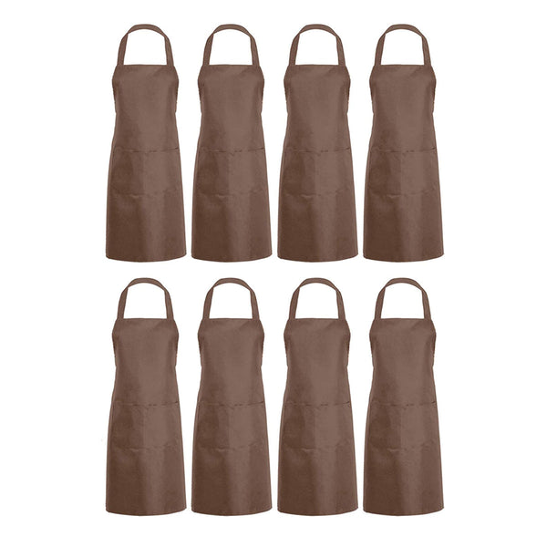 Serveerschort Lang - 8 stuks - Bruin - Textiel - 3 Opbergvakken - Professioneel Horecaschort - Heupschort - Kort Kookschort - Keukenschort - Sloof