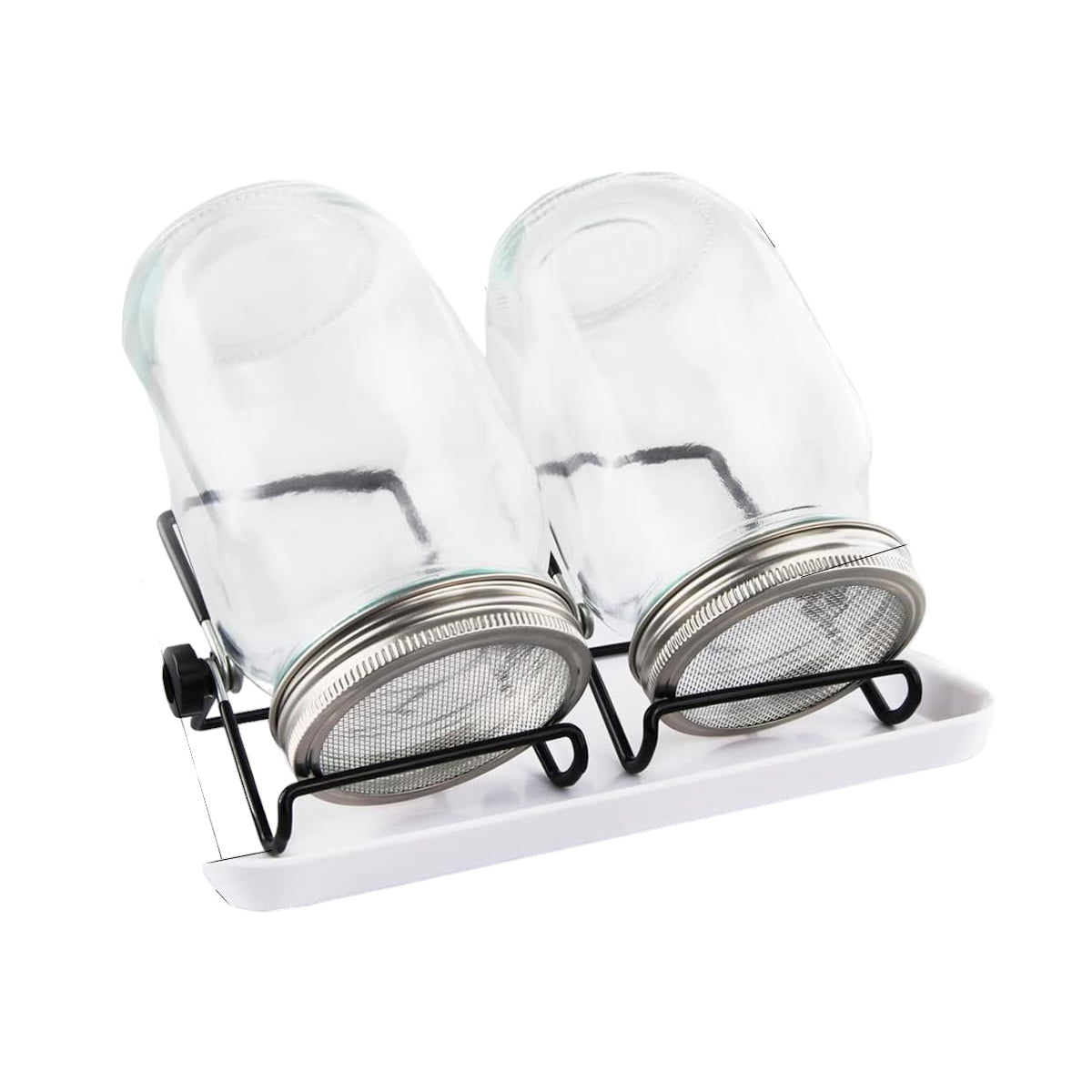 Kiemglas - 2 Stuks - 1000ML - Kiempot set - Groente kiemen - Kiempotten voor Kiemgroenten - Inclusief Houder