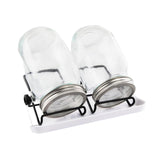 Kiemglas - 2 Stuks - 1000ML - Kiempot set - Groente kiemen - Kiempotten voor Kiemgroenten - Inclusief Houder