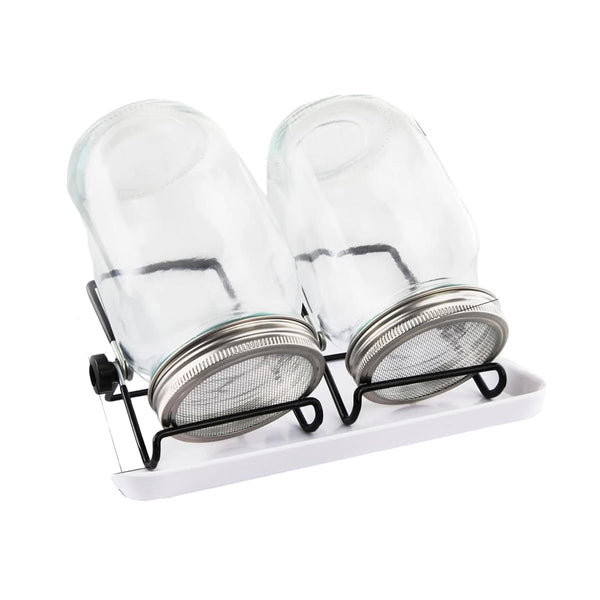 Kiemglas - 2 Stuks - 1000ML - Kiempot set - Groente kiemen - Kiempotten voor Kiemgroenten - Inclusief Houder