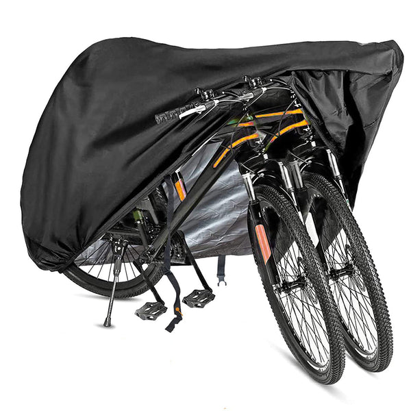 Fietshoes voor 2 Fietsen Waterdicht - Zwart - Universeel - Fietsbeschermhoes met Elastiek en Aantrekkoort