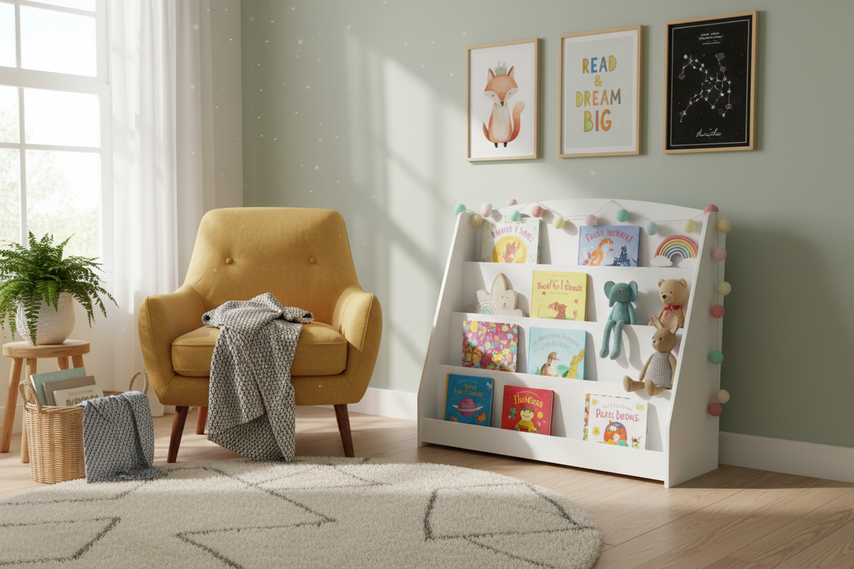 Kinderboekenkast - 88 x 80 x 30 cm - Wit - Hout - Kinderboekenrek - Boekenrek Kinderkamer