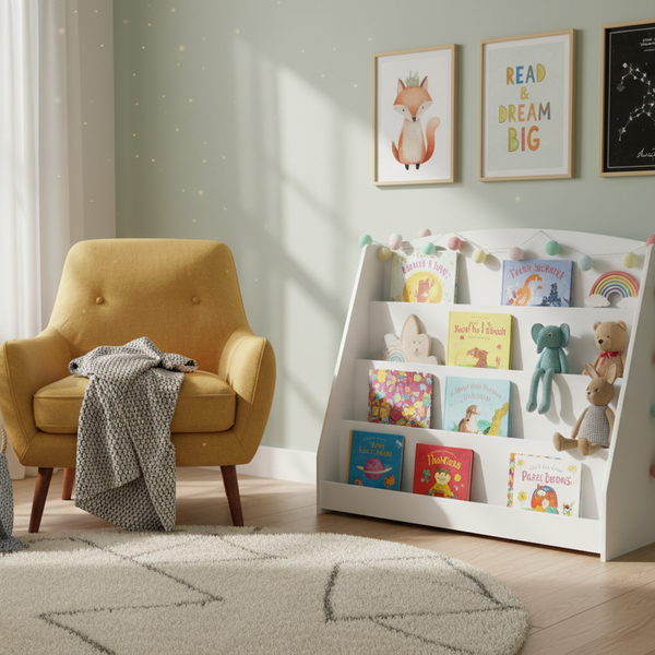 Kinderboekenkast - 88 x 80 x 30 cm - Wit - Hout - Kinderboekenrek - Boekenrek Kinderkamer