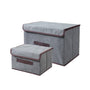 Opbergboxen Set - 2 Stuks - Grijs - Opbergmanden met Deksel - Textiel - Opbergdoos - Organizer