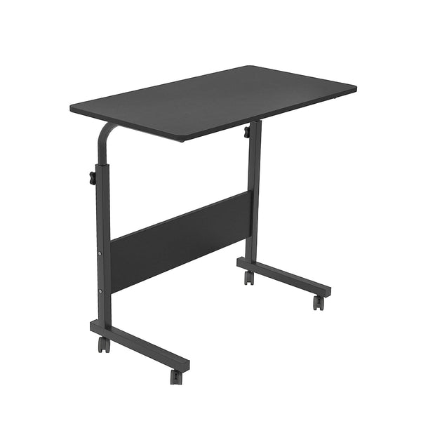 Laptoptafel op Wieltjes - Zwart - 80 cm x 40 cm - In Hoogte Verstelbaar - Bedtafeltje met Wielen - Ontbijttafel