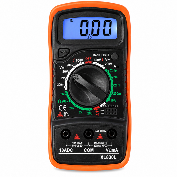 Digitale Multimeter – Spanningsmeter - Voltmeter - Ohmmeter – AC-DC Meter – LCD Display met Backlight – Inclusief Meetpennen & Opbergcase – Voor Elektronica, Auto & Huishoudelijk Gebruik