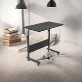 Laptoptafel op Wieltjes - Zwart - 80 cm x 40 cm - In Hoogte Verstelbaar - Bedtafeltje met Wielen - Ontbijttafel