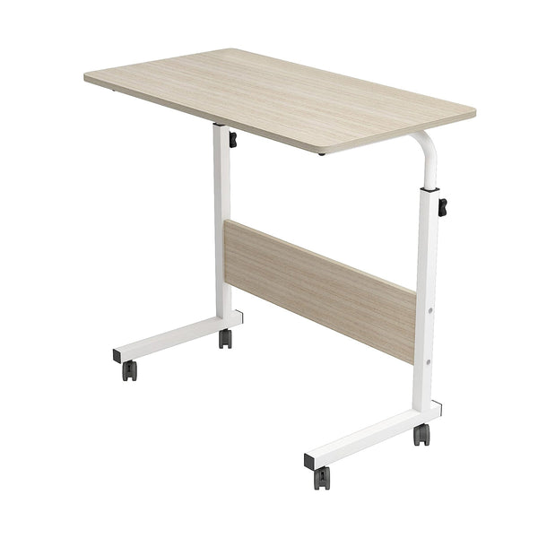 Laptoptafel op Wieltjes - Wit - 80 cm x 40 cm - In Hoogte Verstelbaar - Bedtafeltje met Wielen - Ontbijttafel
