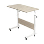 Laptoptafel op Wieltjes - Wit - 80 cm x 40 cm - In Hoogte Verstelbaar - Bedtafeltje met Wielen - Ontbijttafel