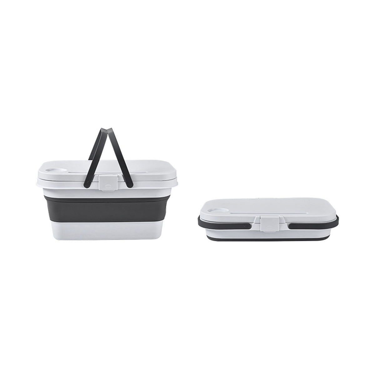 Picknickmand 2-1 - Wit & Grijs - Inklapbaar - Picknickmand met Tafel