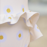 Badpak Lange Mouw Gebroken Wit met Bloemen print met Ruches Meisjes