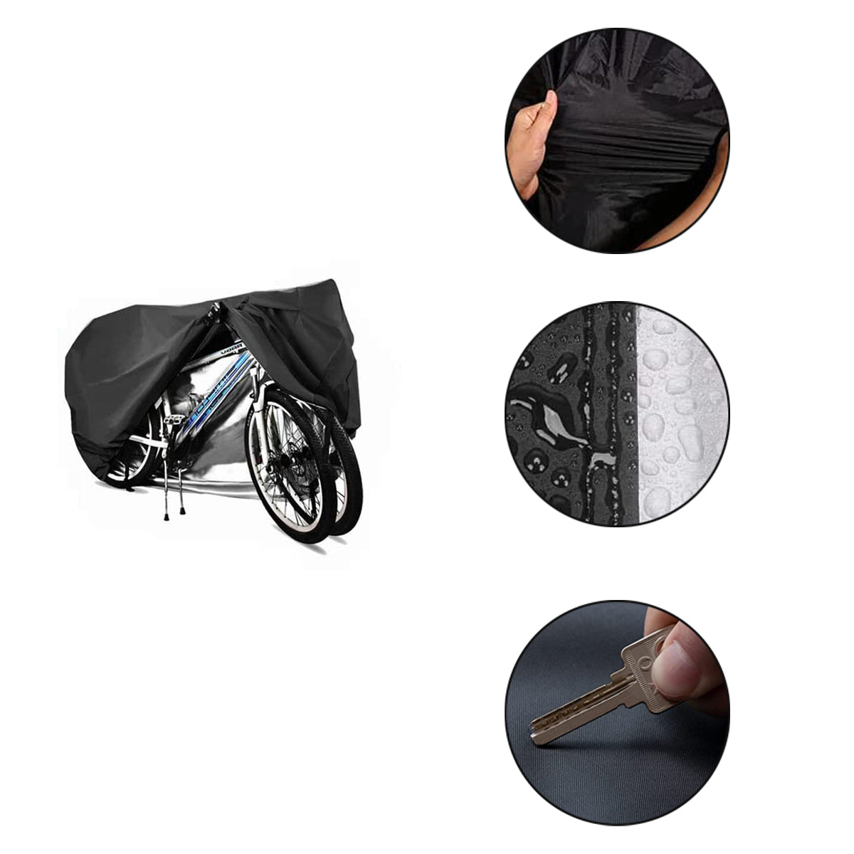 Fietshoes voor 2 Fietsen Waterdicht - Zwart - Universeel - Fietsbeschermhoes met Elastiek en Aantrekkoort