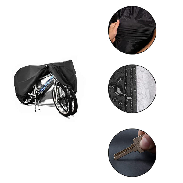 Fietshoes voor 2 Fietsen Waterdicht - Zwart - Universeel - Fietsbeschermhoes met Elastiek en Aantrekkoort