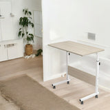 Laptoptafel op Wieltjes - Wit - 80 cm x 40 cm - In Hoogte Verstelbaar - Bedtafeltje met Wielen - Ontbijttafel