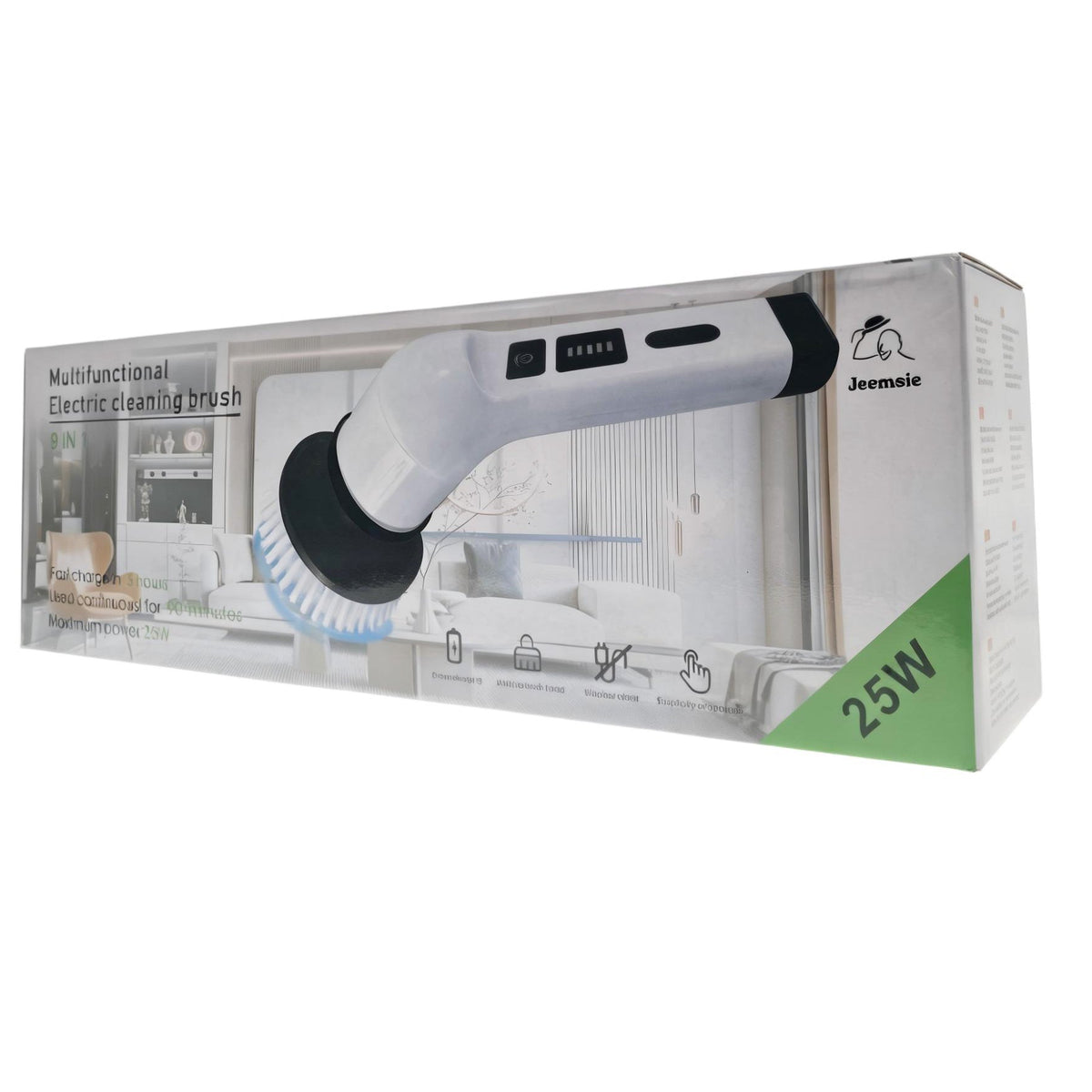 Elektrische Schoonmaakborstel Draadloos – 9-in-1 Power Scrubber met 8 Opzetborstels – Uitschuifbare Steel – Oplaadbare Badkamerreiniger – Voor Badkamer, Tegels, Keuken, Douche & Vloeren