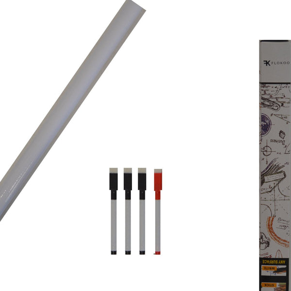 Whiteboard Folie XL Zelfklevend met 4 Stiften met Wisser - 60 x 100 cm