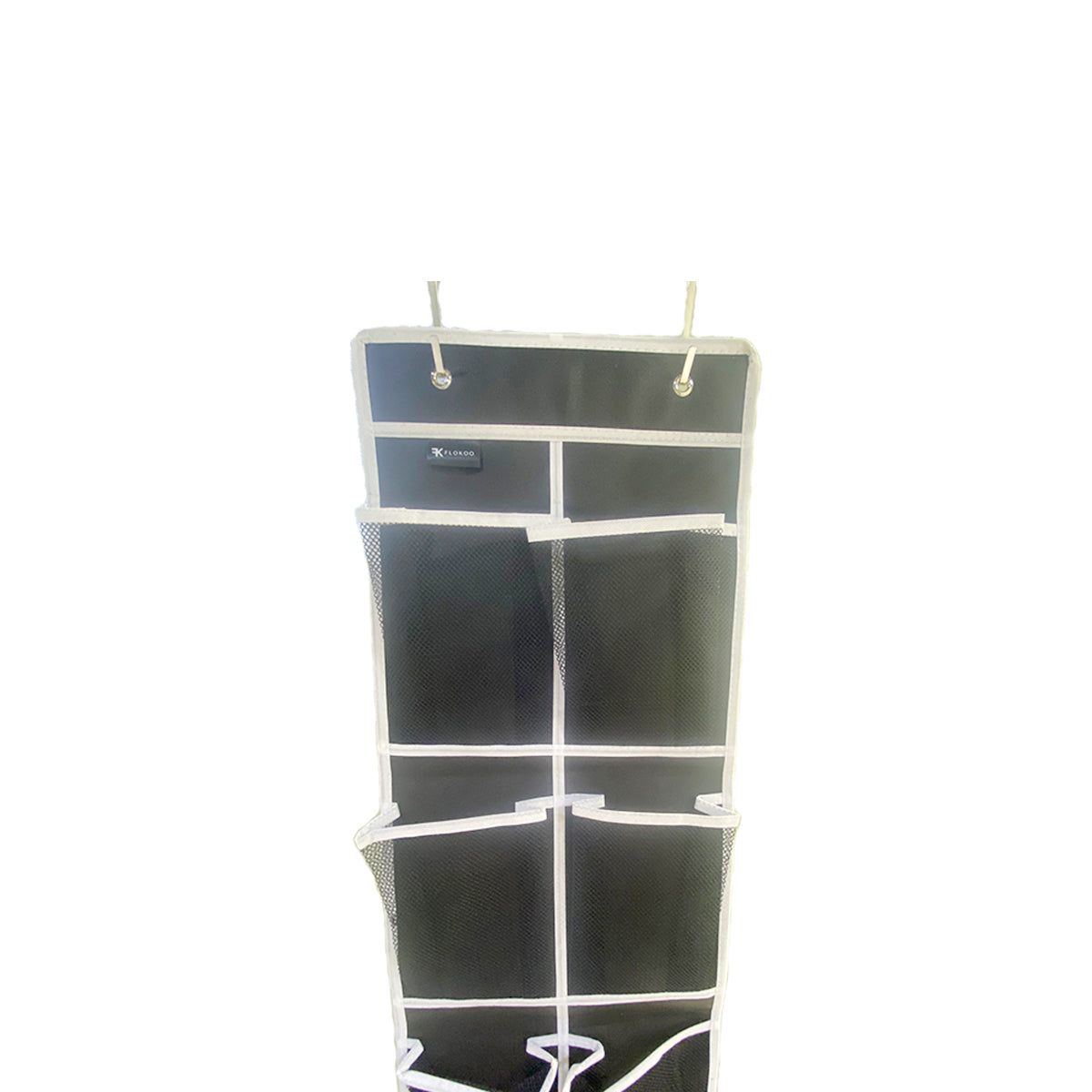 Schoenenkast Hangend - Schoenenzak 12 vakken - Opbergen van Schoenen aan Deur - Wit - Zwart