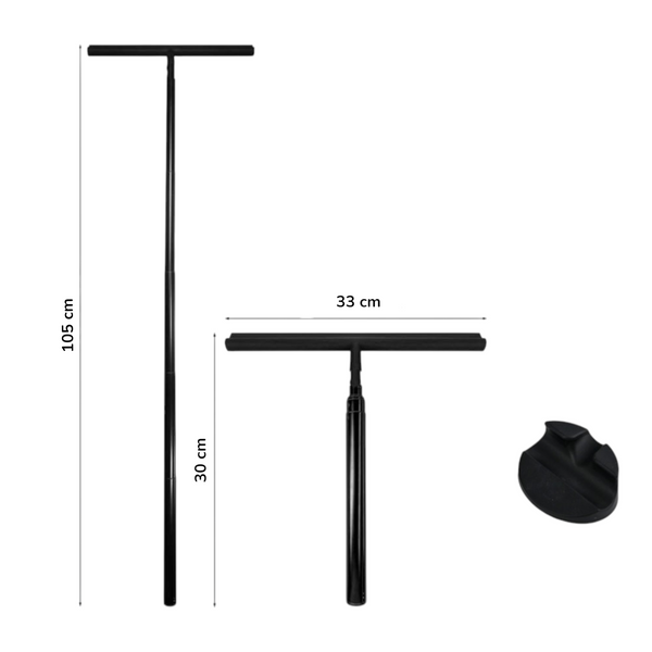Douchetrekker met Uitschuifbare Steel Zwart – 33 cm Raamwisser & Badkamerwisser – Siliconen Wisser voor Douchewand, Tegels, Spiegel en Ramen – Streeploos Schoonmaken - Aftrekker