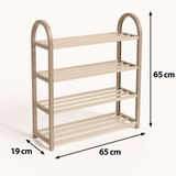 Schoenenrek 4 Lagen – Ruimtebesparend Schoenenkast – Modern Design – Metaal & Hout – Voor 12+ Paar Schoenen – Opbergsysteem Schoenenrek Hal, Slaapkamer of Woonkamer