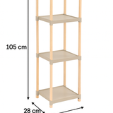 FixWood Houten Modulaire Opbergrek – Massief Hout & Kunststof – Badkamerrek, Keukenrek of Plantenrek – 105 cm Hoog – Beige-Naturel