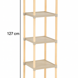 FixWood Houten Modulaire Opbergrek – Massief Hout & Kunststof – Badkamerrek, Keukenrek of Plantenrek – 127 cm Hoog – Beige-Naturel