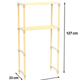 FixWood 2-Laags Wasmachine Rek – Beige - Houten Opbergrek voor Wasmachine – Ruimtebesparend Badkamerrek 127 cm – Beukenlook – 33x66x127 cm