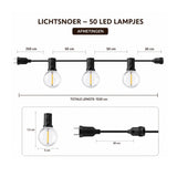 Prikkabel Buiten 15,3 Meter – 25 LED Lampen – Koppelbare Lichtsnoer Buiten – Waterdichte Tuinverlichting – Warm Wit – Sfeerverlichting voor Tuin, Balkon, Terras & Overkapping