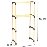 FixWood 2-Laags Wasmachine Rek – Zwart - Houten Opbergrek voor Wasmachine – Ruimtebesparend Badkamerrek 127 cm – Beukenlook – 33x66x127 cm (