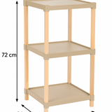 FixWood Houten Modulaire Opbergrek – Massief Hout & Kunststof – Badkamerrek, Keukenrek of Plantenrek – 72 cm Hoog – Beige-Naturel