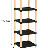 FixWood Houten Modulaire Opbergrek – Massief Hout & Kunststof – Badkamerrek, Keukenrek of Plantenrek – 127 cm Hoog – Zwart-Naturel