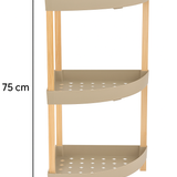 FixWood Houten Hoekrek – 3-Laags Organizer – Compact Badkamer- en Keukenrek – 75 x 44 cm